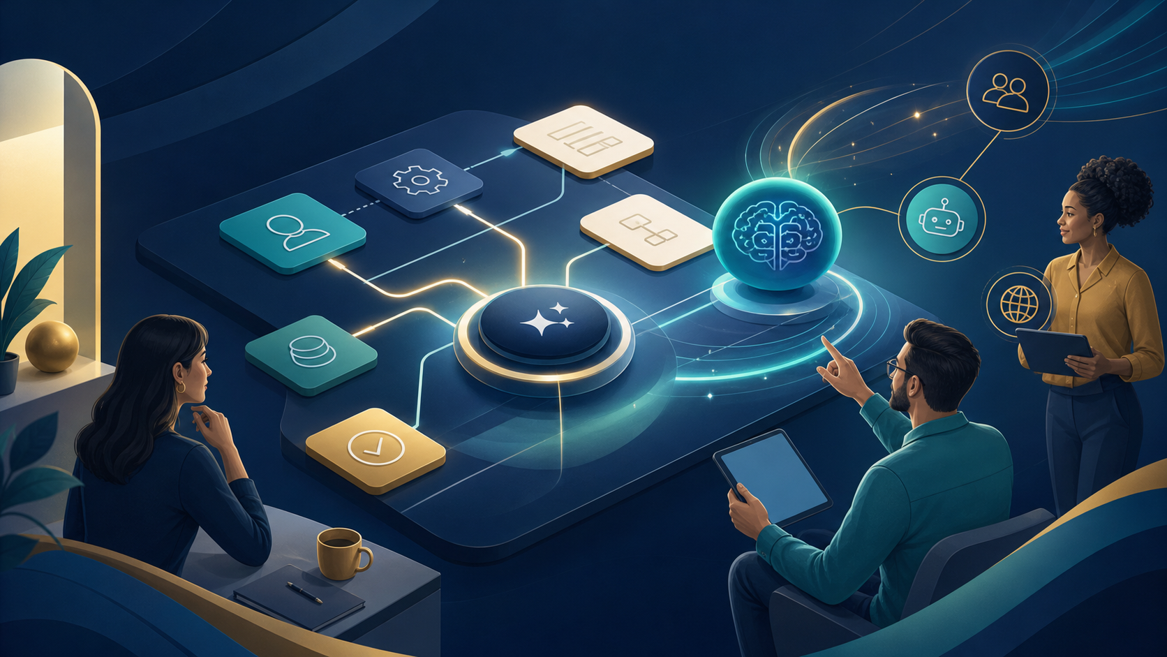 Editorial illustration for Make Review: Visual Workflow and AI Automation Platform Overview