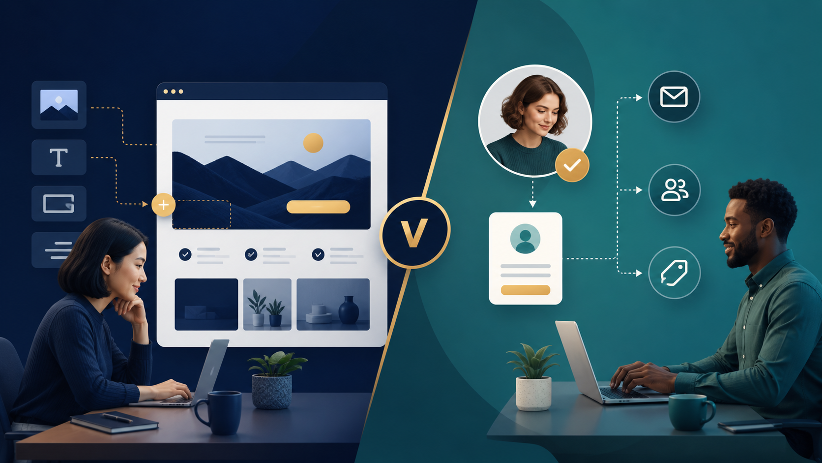 Editorial illustration for Leadpages vs Kit: Landing-Page Creation and Lead Handoff Compared