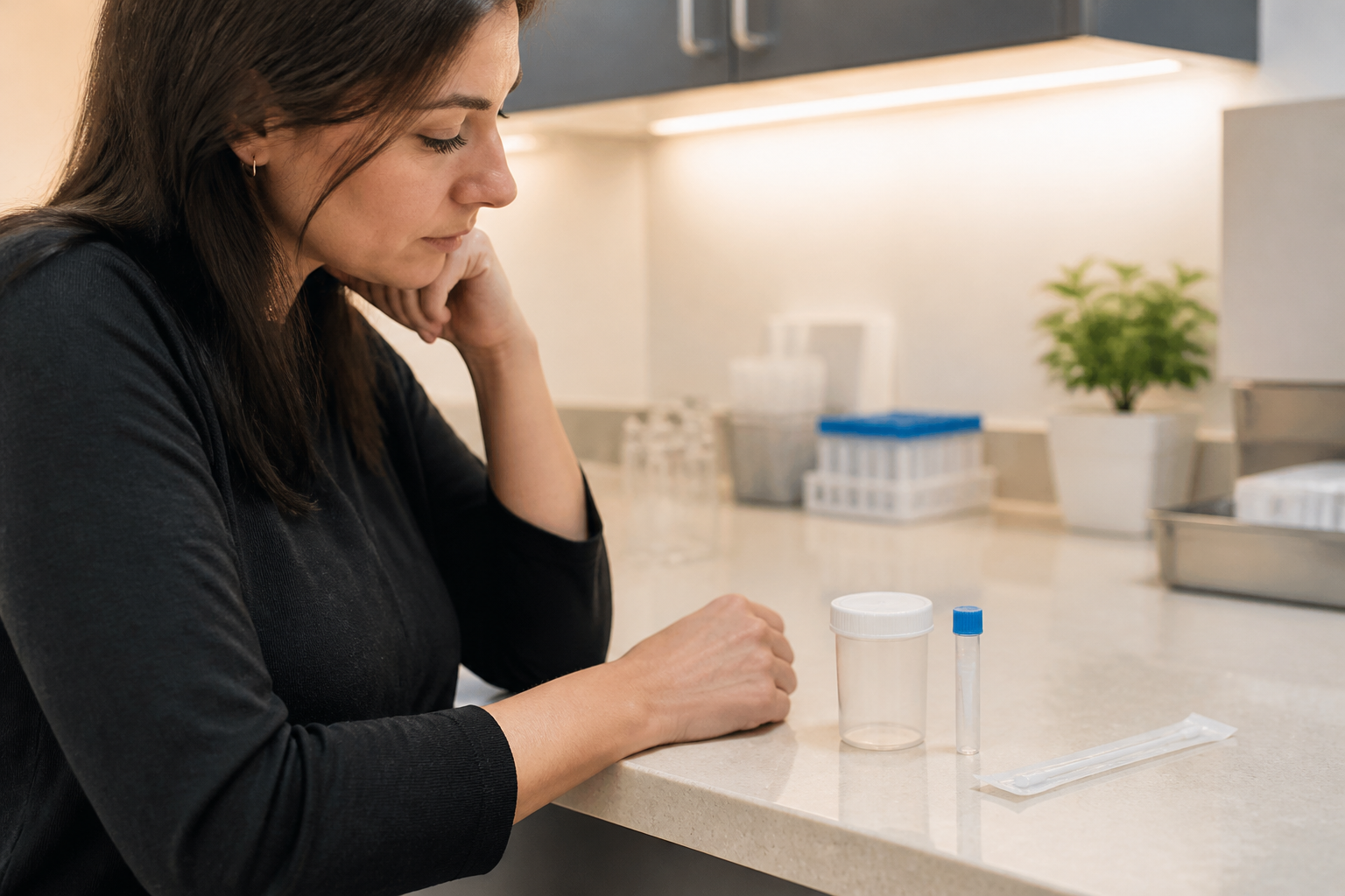 Person reviewing questions about false positive and false negative STD test results