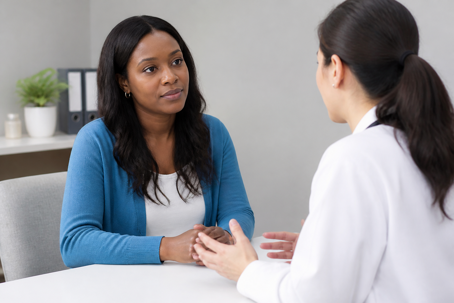 Person reviewing information about retesting after STD treatment